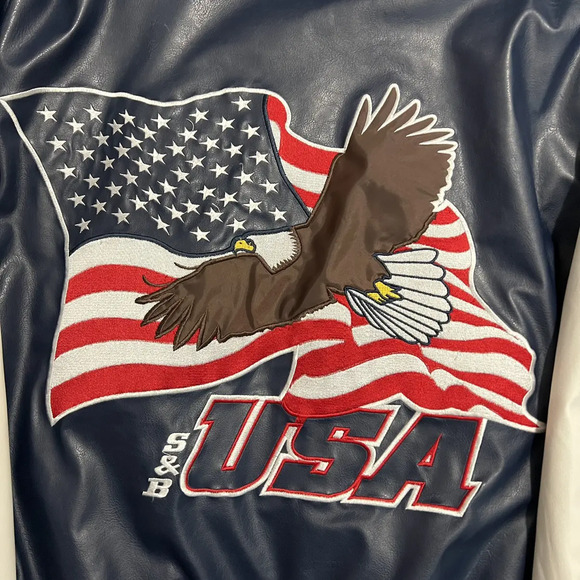 Steve & Barry’s USA Eagle Varsity Jacket Bomber Wool Leather Mens XL Y2K Vintage - Picture 9 of 13